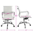 thumbnail image 2 of FOH Ribbed Executive Office Chair, Computer Chair Mid Back PU Leather Ergonomic Executive Task Desk Chairs White, 2 of 9