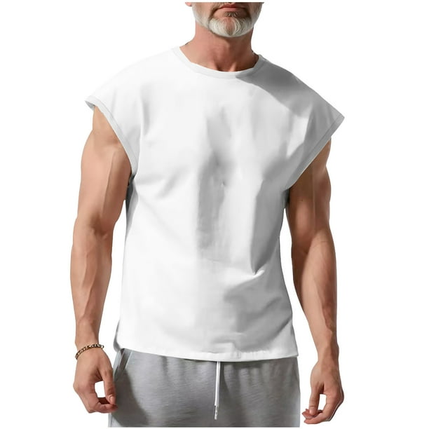 Hombres sin Mangas Camiseta Casual Color Sólido Hombro Delgado, Top de Moda para el Gimnasio Y el Uso Diario