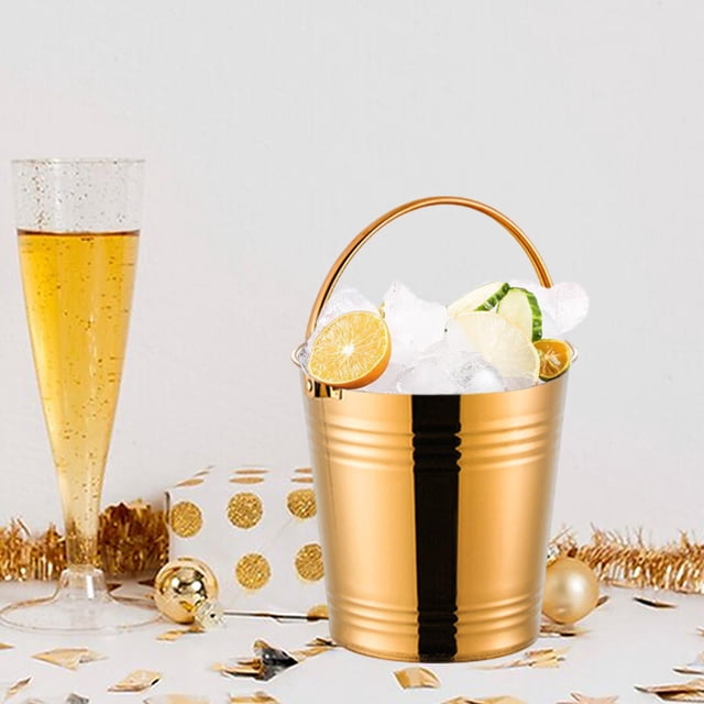 Servir cubo de hielo cubo de vino de vino bebidas de cerveza enfriando cubo de hielo portátil cubo de hielo para restaurantes reuniones familiares bar oro
