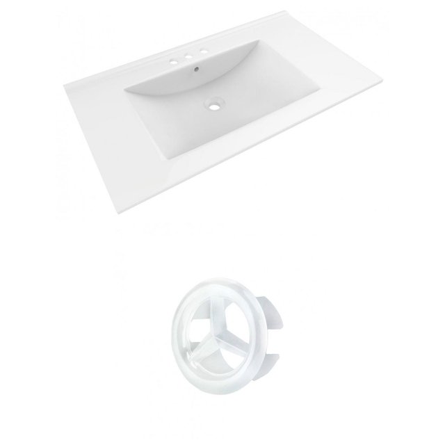 American Imaginations 35.5-in. W 3H8-in. Ceramic Top Set In White Color - Overflow Drain Incl. AI-20876