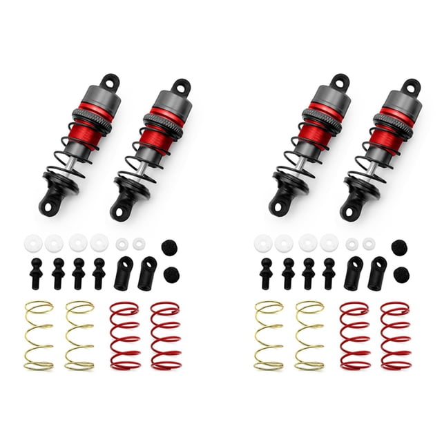 2X 1/10 1 Par de Amortiguadores HidráUlicos de Metal, Coche de Control Remoto RC, Coche de Deriva Plano (67 Mm) Rojo