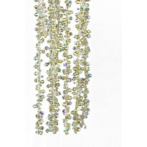 Kurt Adler Gold and Irridescent Bead Christmas Tree Garland (9 feet)