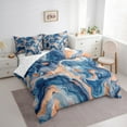 thumbnail image 3 of Manfei Marble Abstract Twin Bedding Sets 7-Piece, Blue Orange Stripes Ombre Bedding Comforter Set, Marbling Artwork Reversible Sheet Sets, Super Cozy Room Decor, 3 of 7