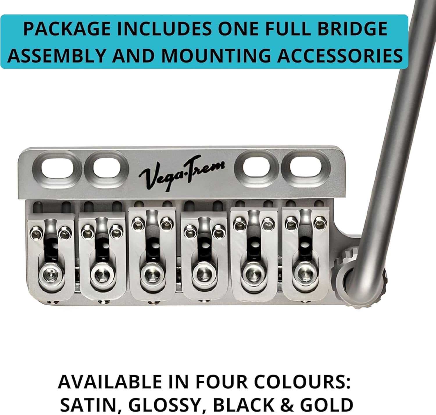 Vega-Trem VT1 Special Standard 6-Screw Stratocaster Guitar Tremolo Bridge For Strat No Mods Easy Installation Satin, Right