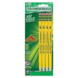 TICONDEROGA My First Pencils New Wood-Cased Soft Pre-Sharpened with Eraser 