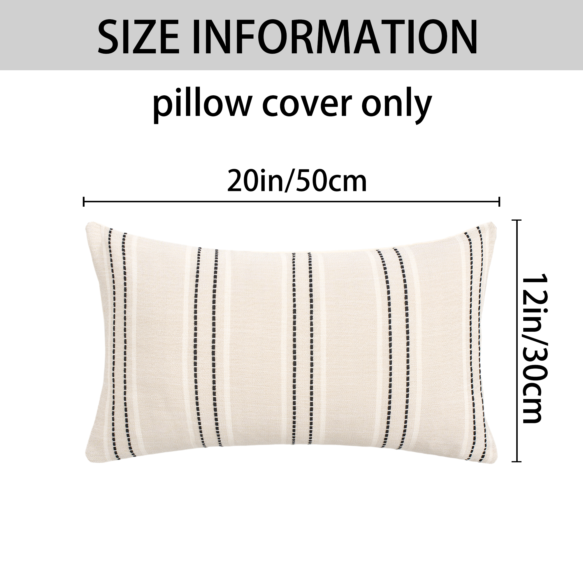 Unique Bargains Pack of 2 Striped Soft Cozy Cushion Cases Pillow Covers 20" x 12" Black