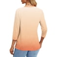thumbnail image 4 of Plebaso T-Shirts à Manches 3/4 Col Rond pour Femmes Tee-Shirts Décontractés Amples Blouses Dégradées pour S-5TG, 4 of 6