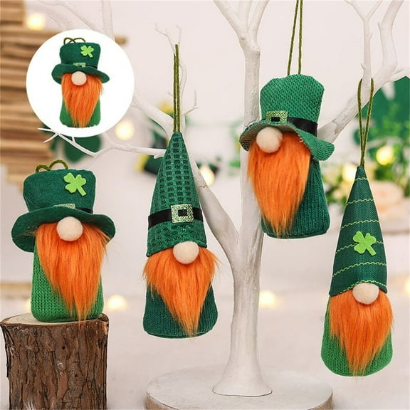FYHALE 4 Pcs St Patrick's Day Gnome Ornament Faceless Doll Decorations Green Clover Gnome Doll Ornaments Irish Swedish Leprechaun for St. Patrick's Day Party Decoration