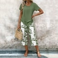 thumbnail image 2 of Enjoytime Two Piece Sets for Women Summer Short Sleeve Tops and Print Capri Pants Lounge Set Summer Vacation Travel Outfits, 2 of 6