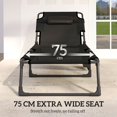 thumbnail image 4 of 29.5" Wide Folding Outdoor Chaise Lounge Chair with Removable Cushion and Side Pocket, 5-Position Adjustable Backrest Mesh Sun Lounger for Patio, Beach, Camping, Dark Grey, 4 of 7