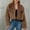 Brown, variant on Women's Faux Fur Coat Long Sleeve Fluffy Shaggy Jacket Lapel Casual Winter Warm Coat Outwear 2025
