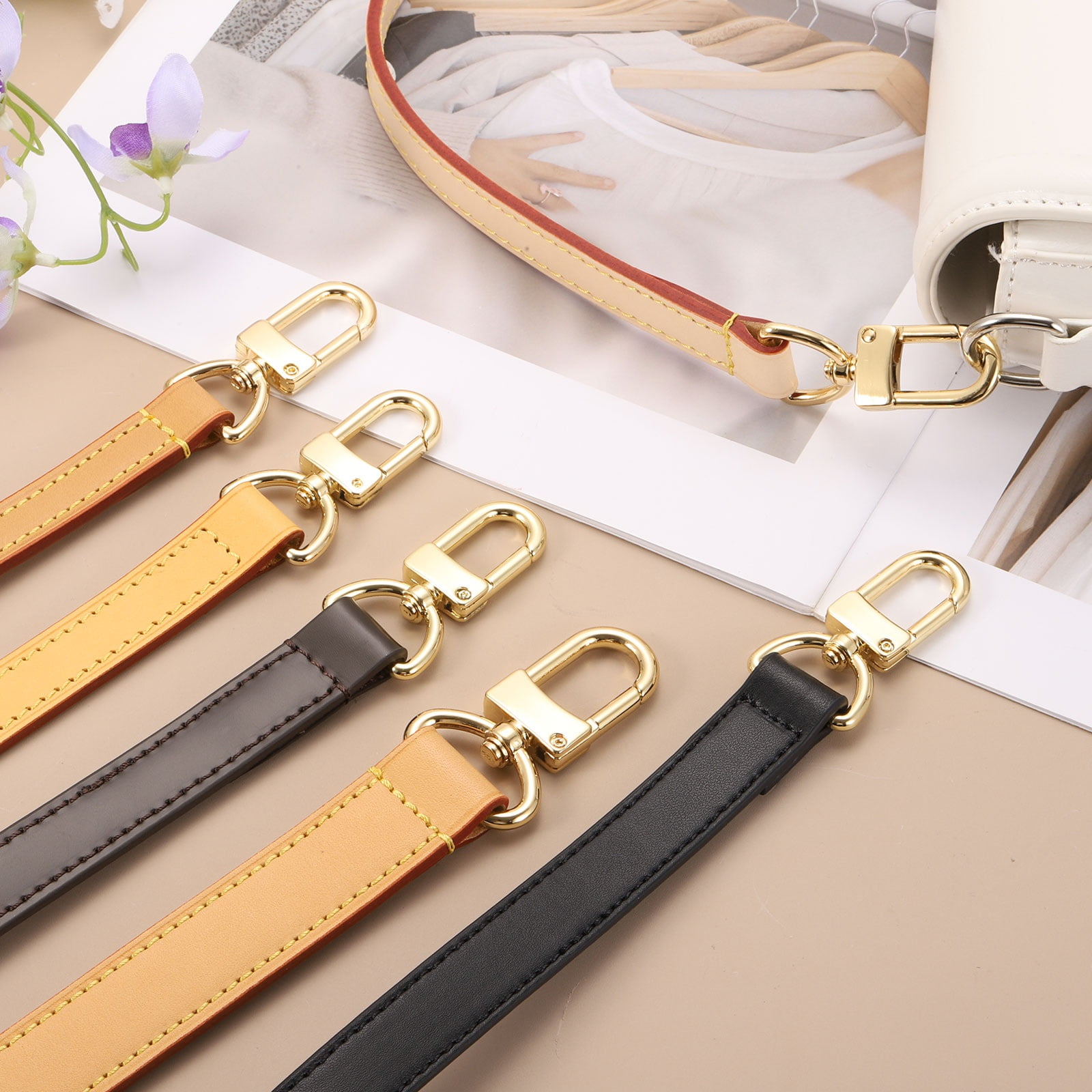 Uxcell 39.4 Inch Genuine Leather Purse Strap, 0.43 Inch Wide Shoulder Bag Strap Replacement Purse Straps Replacement for Women DIY Handbag Underarm Shoulder Bags, Brown