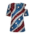 thumbnail image 5 of SELONE Casual Shirts for Women 4 of July Plus Size Short Sleeve Crewneck Cold Shoulder Pride Day Apparel Red White Blue Wear Clothes Gifts Activewear S, 5 of 7