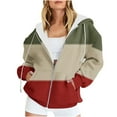 thumbnail image 2 of Fjofpr Green Hoodies for Women Women's Casual Striped Printed Zippered Long Sleeved Hooded Sweatshirt Jacket Top Loose Zip Hoodie Women Army Green XL, 2 of 6