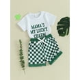 thumbnail image 4 of Elippeo Baby Shorts Set 3M 6M 12M 18M 24M 3Y St Patricks Day Short Sleeve Crew Neck Letters Print T-shirt with Plaid Shorts 2-piece Outfit, 4 of 10