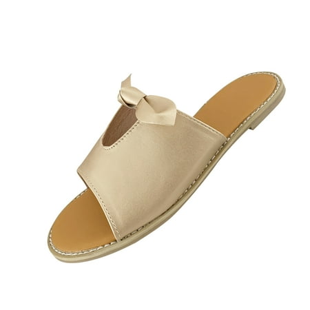 

EQWLJWE Sandals Women 2022 New Summer Thick Comfortable Bow Buckle Sandals Beach Women Slippers