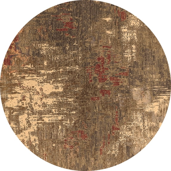 Ahgly Company Indoor Round Oriental Brown Industrial Area Rugs, 3' Round