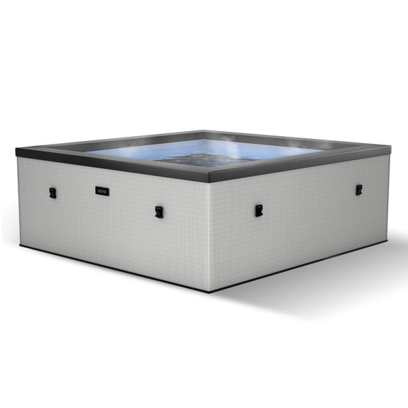 Wave Garda 4-Person Square Eco Foam Hot Tub | 70-Jet Spa, Wi-Fi Eco Heater | Graphite Gray