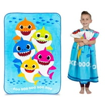 Franco Kids Bedding Baby Shark Micro Raschel Blanket, 62 in x 90 in