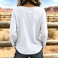 thumbnail image 4 of Garbnen Women Long Sleeve Shirt Raw Edge Hem Womens Shirts V Neck Loose Fit Patchwork Fall Winter Casual Fashion Womens&nbsp;blouses White L, 4 of 4