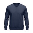 thumbnail image 4 of Sweatshirts Men Fashion Long Sleeve V-Neck Sweat Shirt Fall Winter Casual Ribbed Cuffs Solid Color Tops for Daily Wear Navy L, 4 of 6