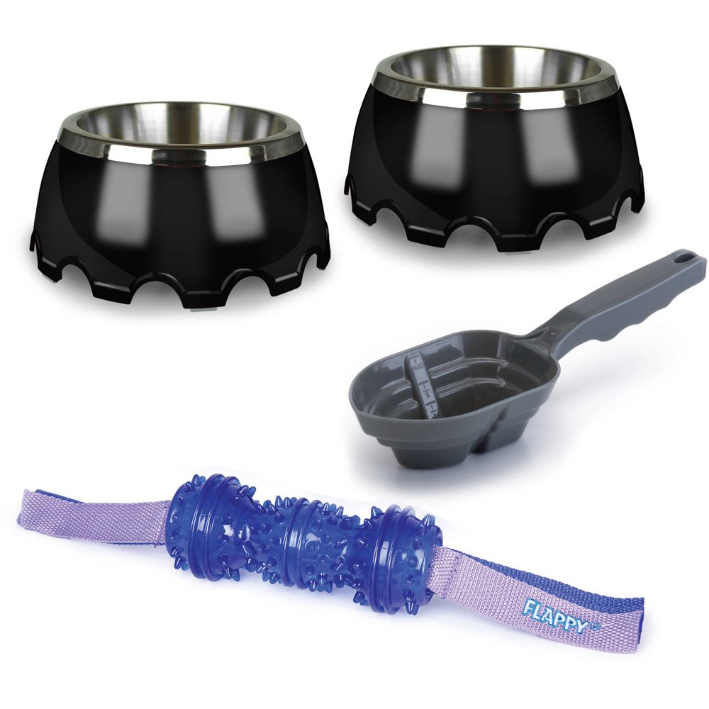 Pet Zone Puppy Kit Dog Toys and Bowls, Multicolor