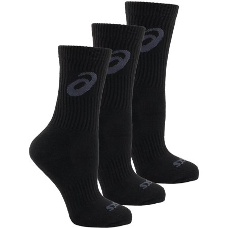 Asics Mens Contend Crew 3-Pack Running Athletic Socks Socks - Black (Best Crew Socks For Running)