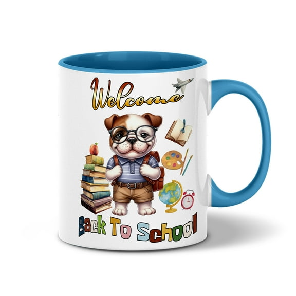 Welcome Bulldog Back to School Vintage Retro 11oz Accent Two-tone Mug Dog Lover Gifts Idea Coffee Tea Cup - 02012
