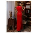 thumbnail image 3 of Red 3/4 Sleeve Long Cheongsam Velvet Slim Mother Dress Elegant Traditional Evening Dresses Qipao, 3 of 9