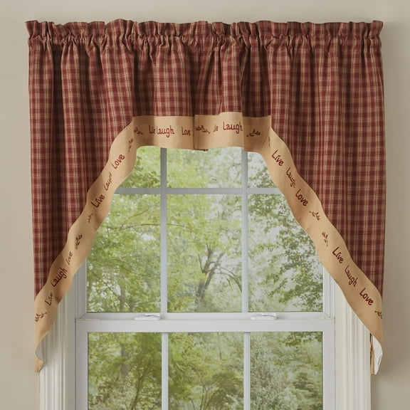 Park Designs Red Sturbridge Live Lined Swag 36"L