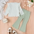 thumbnail image 4 of GYRATEDREAM Toddler Baby Girl Fall Clothes Ribbed Knit Cotton Flutter Sleeve Shirt Pullover Bell Bottoms Cute Infant Winter Outfits, 4 of 8