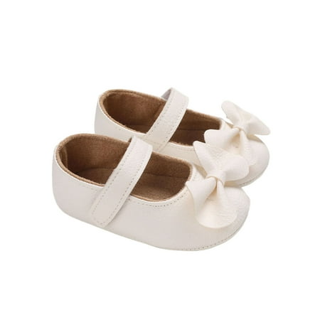 

Ymiytan Infant Flats Magic Tape Mary Jane Bowknot Dress Shoes Daily Cute Breathable First Walker Princess Shoe White 6C