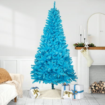Northlight Pre-Lit Medium Artificial Pine Christmas Tree - 7' - Sky Blue - Clear Lights