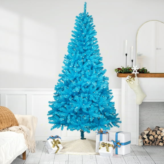 Northlight Pre-Lit Medium Pine Artificial Christmas Tree - 6' - Sky Blue - Clear Lights