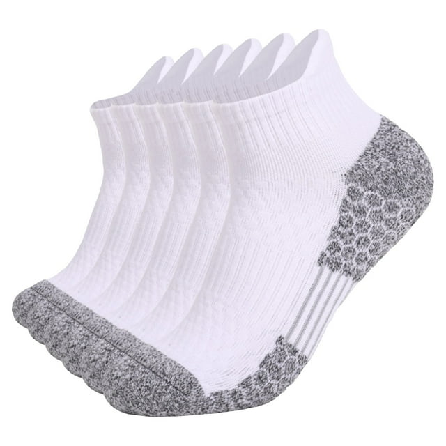 GDREDA Chaussettes de Noël pour Femmes, Lot de 6, Chaussettes de Randonnée Épaissies à Base de Serviette pour Absorber la Sueur, Mi-Mollet, Chaussettes de Sport et de Course, Blanches, m