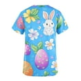 thumbnail image 3 of lcziwo Easter Scrub Tops for Women Bunny Egg Hunt Print Holiday Working Uniform Casual Short Sleeve V Neck Scrubs with Pockets Vacation Outfits Blue XL Sales Prime, 3 of 5