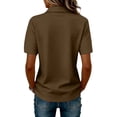 thumbnail image 4 of Polo Shirts for Women Short Sleeve 3 Button Collared Golf Tee Cotton Business Casual Summer Work Tops Brown XL, 4 of 5