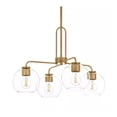 thumbnail image 2 of Open Box Hampton Bay Nelwyn 25 in. 4-Light Vintage Brass Chandelier with Clear Glass Globe Shades, 2 of 7