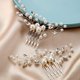 thumbnail image 5 of 2 piezas de peineta de perlas para boda, tocado de cristal con perlas para novia, peines laterales de flores, pinza para el pelo, accesorios para el cabello de novia, plateado, 5 of 5