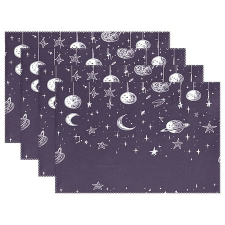 

Celestial Hanging Decor 4-Piece 12x18in Heat-Proof Place Mats Set Non-Slip for Family Dining