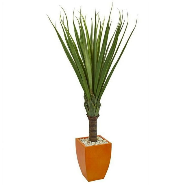 Nearly Natural 6441 5.5 ft. Spiky Agave Artificial Plant in Orange Planter