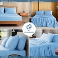 thumbnail image 2 of LBRO2M Bed Sheet Set - Bamboo Sheets Bedding - Bed Sheets & Pillowcases - 16 Inches Deep Pockets - Easy Fit - Breathable & Cooling Sheets- 4 Pieces（California King, Lake Blue）, 2 of 6