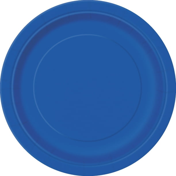 Way to Celebrate! Electric Blue Paper Dessert Plates, 7in, 24ct