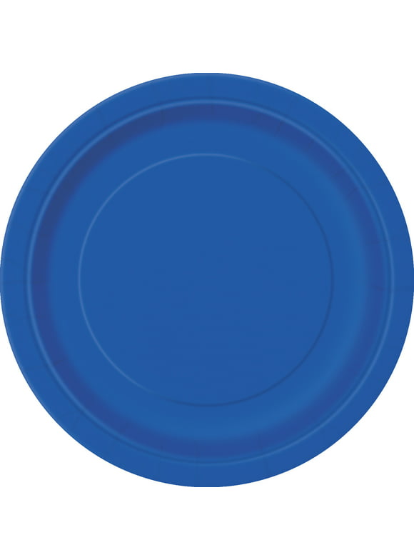 Way to Celebrate! Electric Blue Paper Dessert Plates, 7in, 24ct