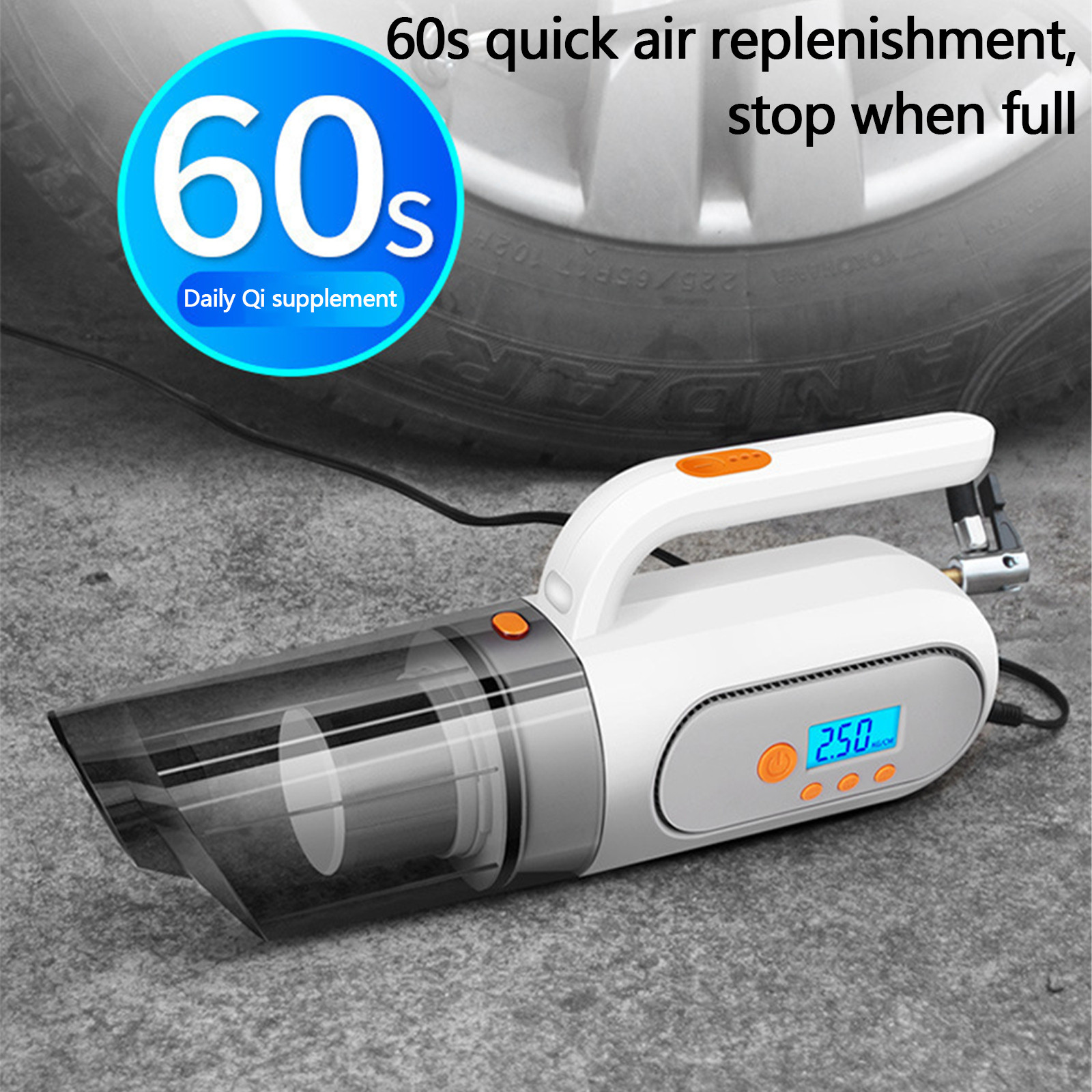 SUWHWEA Vacuum Cleaner Car Vacuum Handheld Cleaner,Tire Inflator For Car,12V  Auto Shut Off Air Compressor With Led Light,4 In Portable Vacuum Cleaner  With Air Pump On Clearance Great Gifts