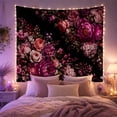 thumbnail image 2 of Lush Roses and Peonies on Dark Background, Romantic Vintage for Flower Lovers, Floral Wall Art, Mother's Day Gift, Tapestry Wall Hanging for Bedroom and Living Room, 2 of 7