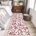 thumbnail image 5 of 2x6 Kitchen Runner Rug, Red Boho Flower Non-Skid Rubber Backing Large Rectangle Rugs - Living Room Bedroom Home Office, Vintage Paisley Farmhouse Pattern Indoor Floor Mat Carpets Washable Rug, 5 of 9