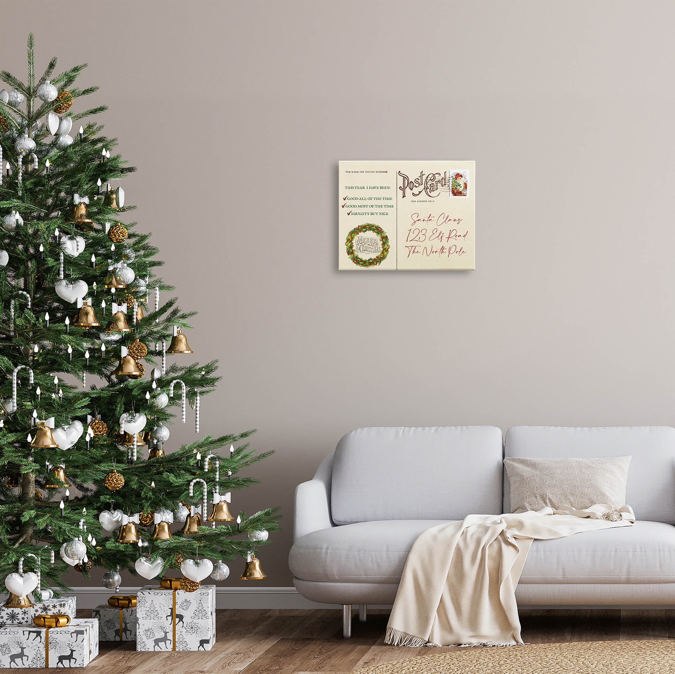 Stupell Industries Merry Christmas Vintage Postcard Graphic Art Gallery Wrapped Canvas Print Wall Art, Design by Lil' Rue