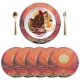 thumbnail image 4 of Round Grid Placemat ,One Sizex6, Round Placemat, PVC Plate Mat，15.4 Inch Non-Slip and Heat Resistant, Table Placemat, Dining Room Placemat Orange Pretty Sun, 4 of 7