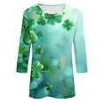 thumbnail image 5 of Xuyuer St. Patrick's Day Shamrock 3/4 Sleeve Tee - Ladies' Printed Round Neck 3/4 Sleeve Loose Top for Irish Festival Parades, Pub Celebration Outfits, and Themed Lucky Charm Casual Streetwear, 5 of 5